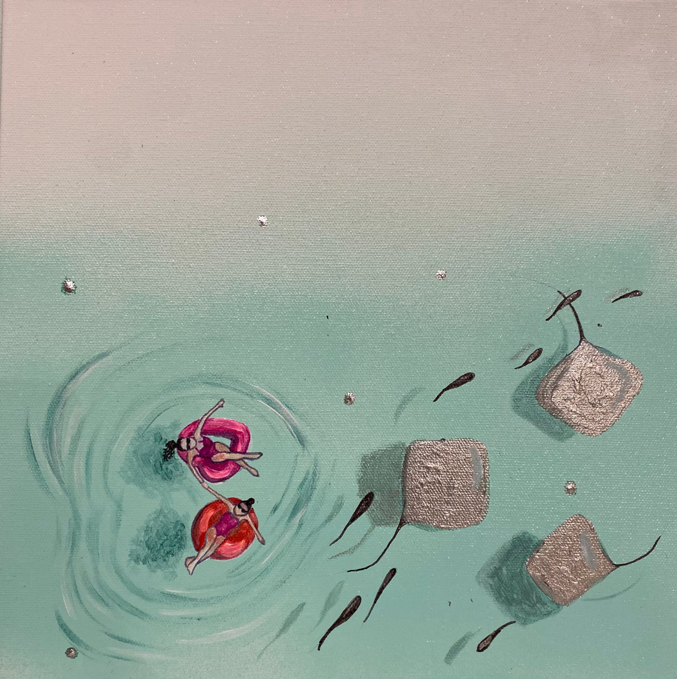 I just wanna be - Maldives - Sting rays - Ocean Mini Artwork - Xmas Gift