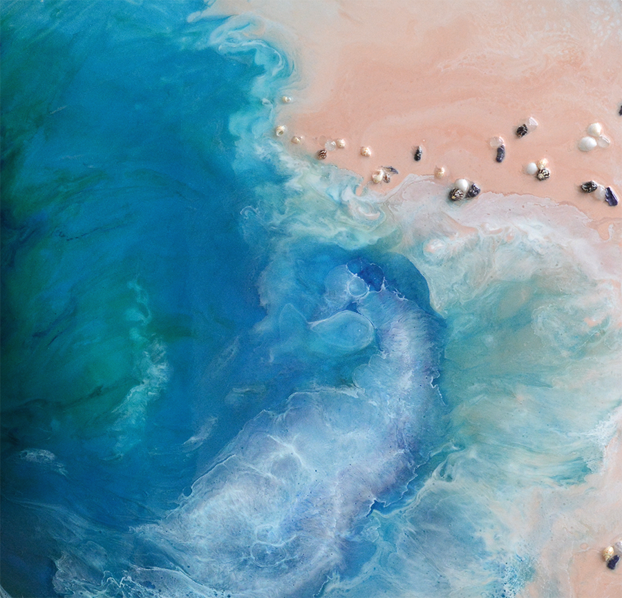 Abstract Beach. Teal. Laguna 2.0 Blue Ocean. Art Print. Antuanelle 5 Ocean Square Artwork. Limited Edition Print