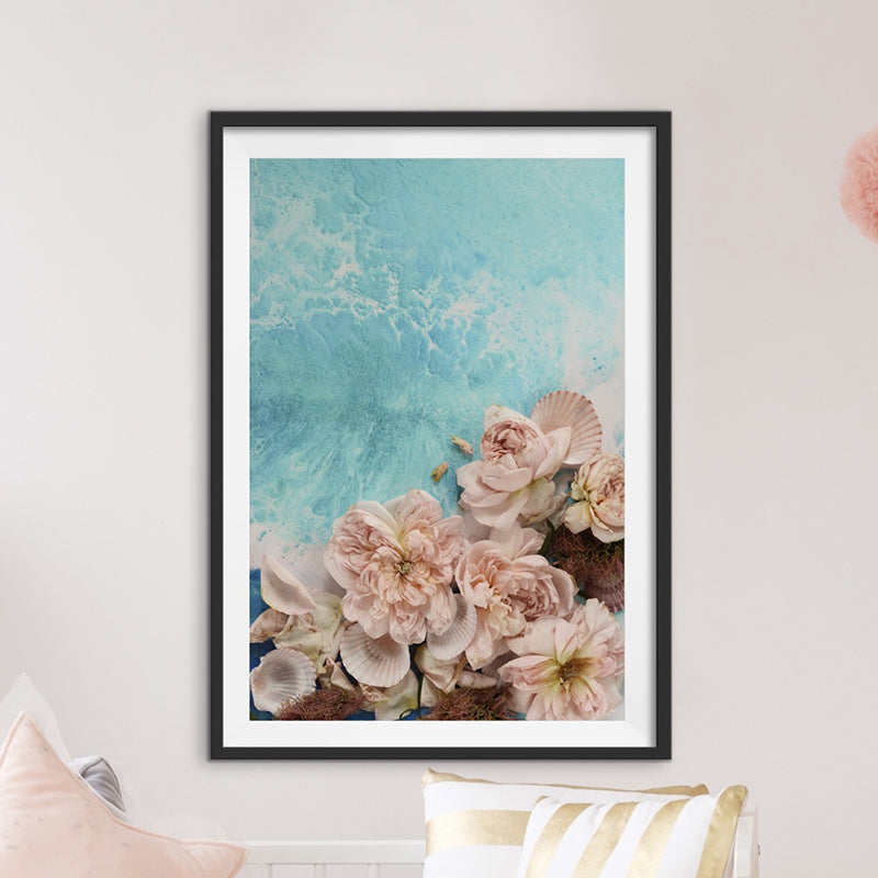 Abstract Floral Artwork. Soft Teal. Flower Power. Art Print.Antuanelle 1 Pastel Limited Edition Print
