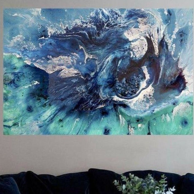 Abstract Seascape. Blue Ocean. Bondi Surf Aqua. Art Print. Antuanelle 1 Neutral Limited Edition Print