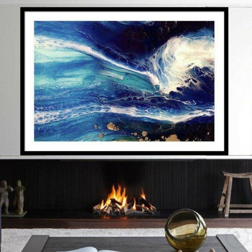 Abstract Navy Seascape. Blue Deep Pandora. Art print. Antuanelle 1 Pandora Ocean. Limited Edition Print