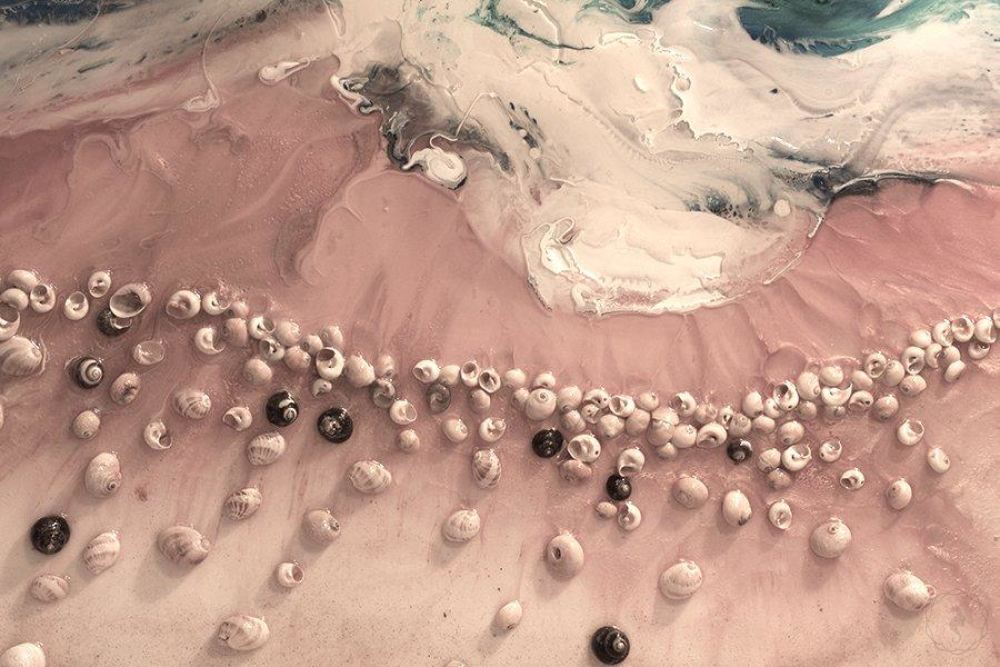 Abstract Ocean. Pastel Pink. Venus Seashells. Art Print. Antuanelle 2 Ocean Limited Edition Print