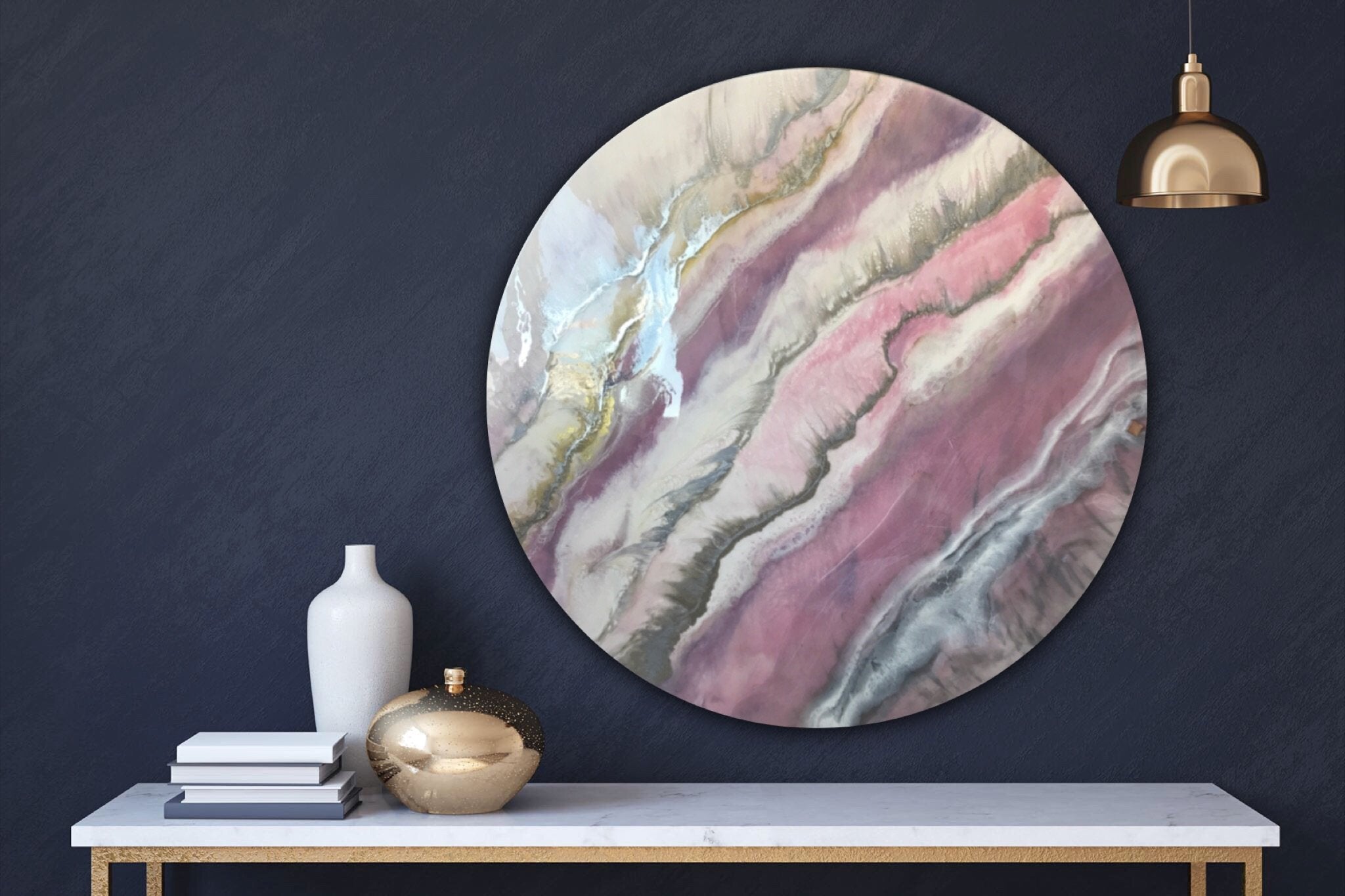 10 Blush Sands. Round Acrylic Perspex Print. Antuanelle