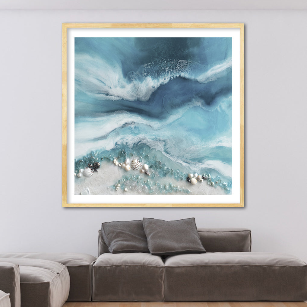 Abstract Ocean. Aqua & Grey.Whitsunday Neutral 2. Art Print.Antuanelle 6 Whitsundays Seascape. Limited Edition Print