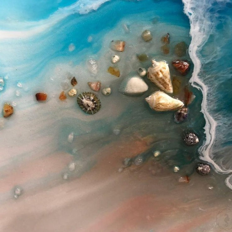 Contemporary oceanic artwork. Abstract shoreline. Coogee vibe. Antuanelle. 2 Beach. Original Artwork