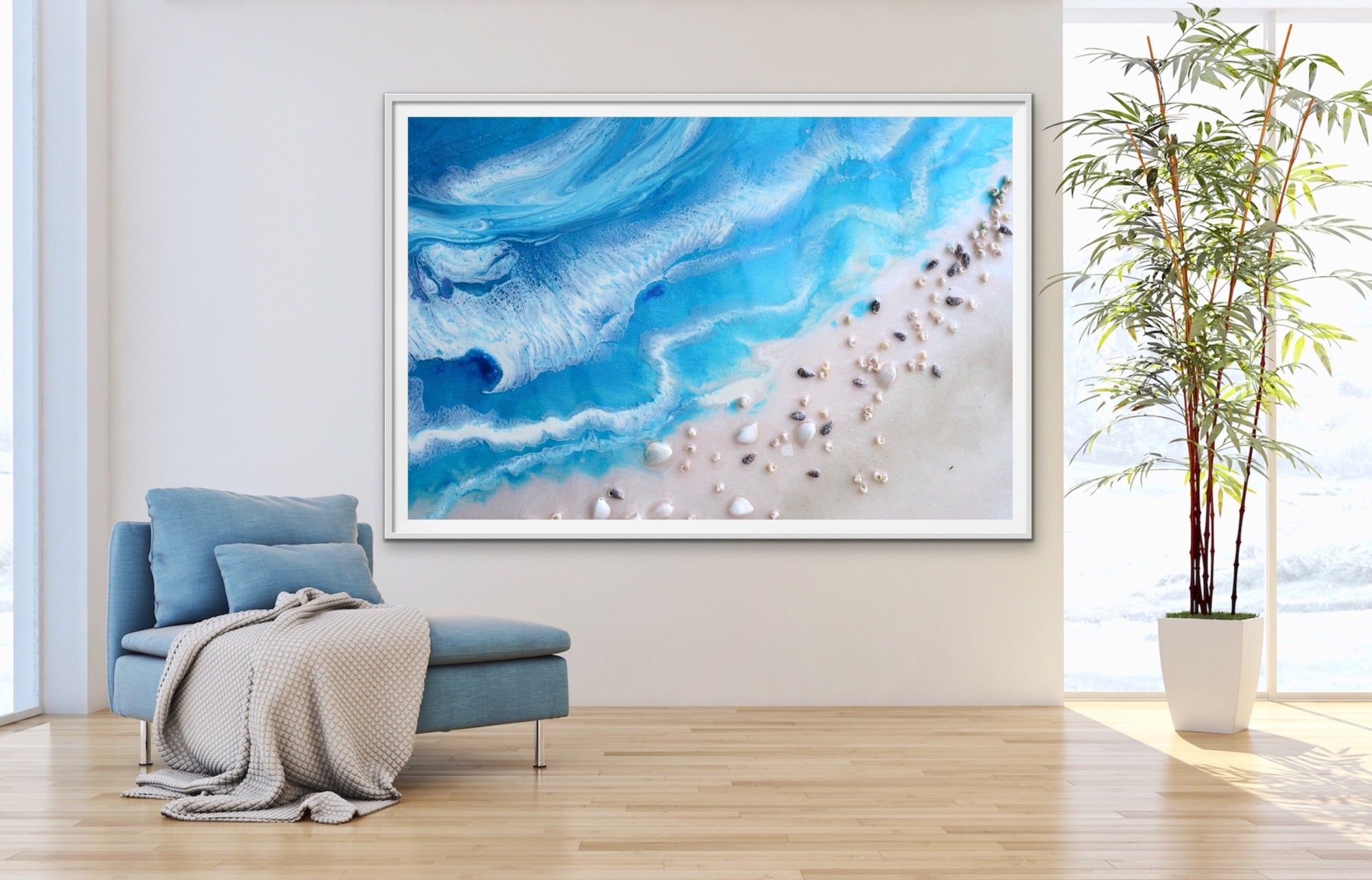 Abstract Ocean. Vivid Blue Beach. Bali Utopia 3. Art Print. Antuanelle 2 Ocean Artwork. Limited Edition Print