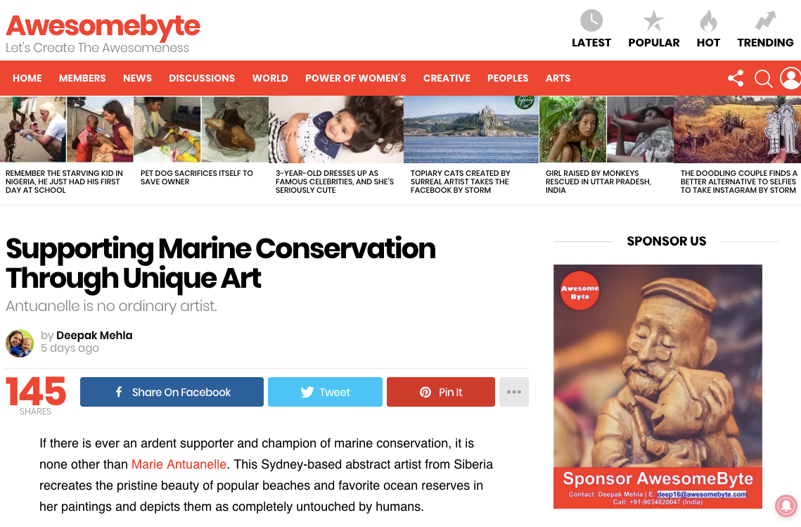 AWESOMEBYTE: Supporting Marine Conservation Through Unique Art