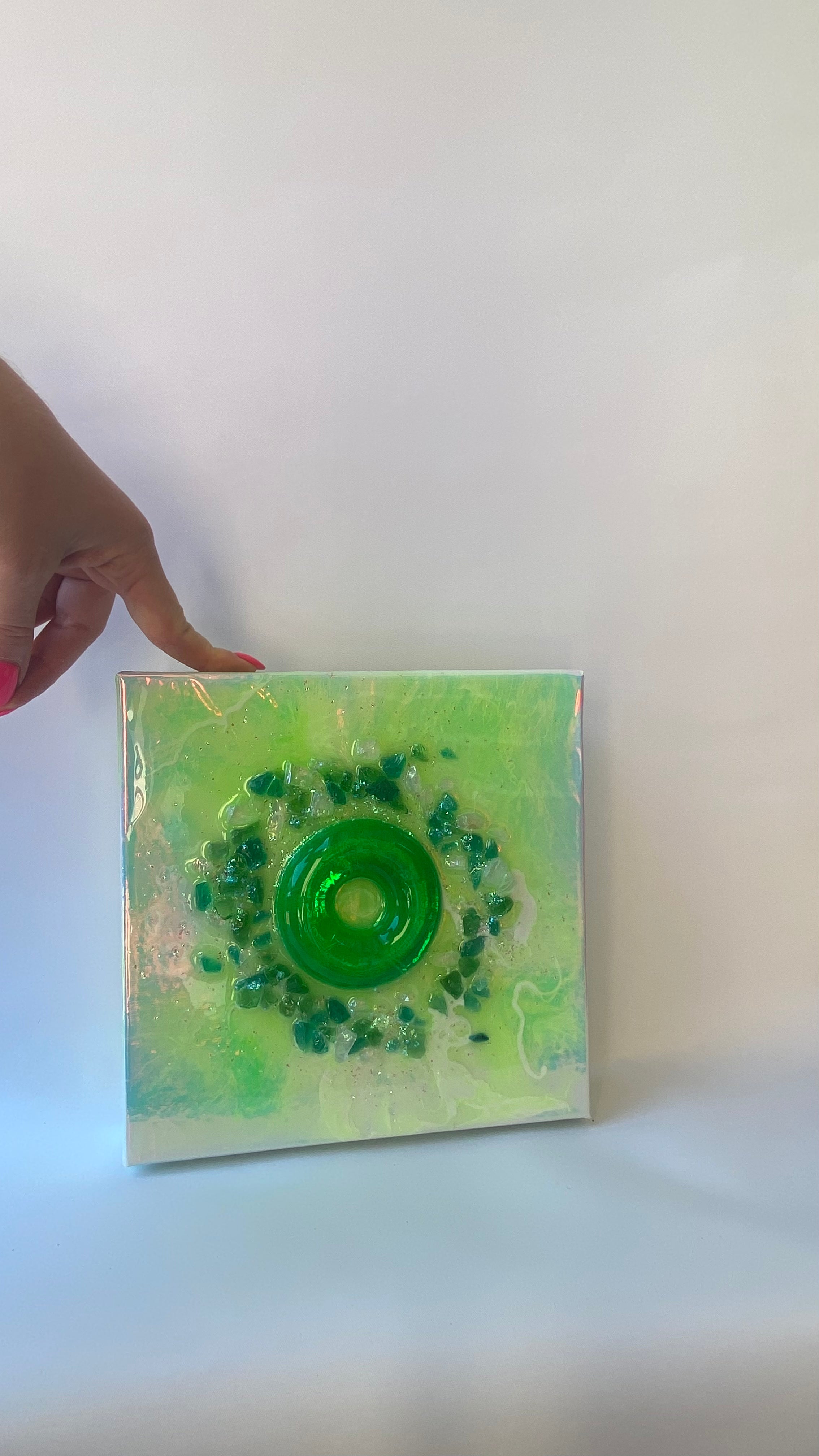 Green xmass gift Doughnut mini artwork- Xmas Gift Idea