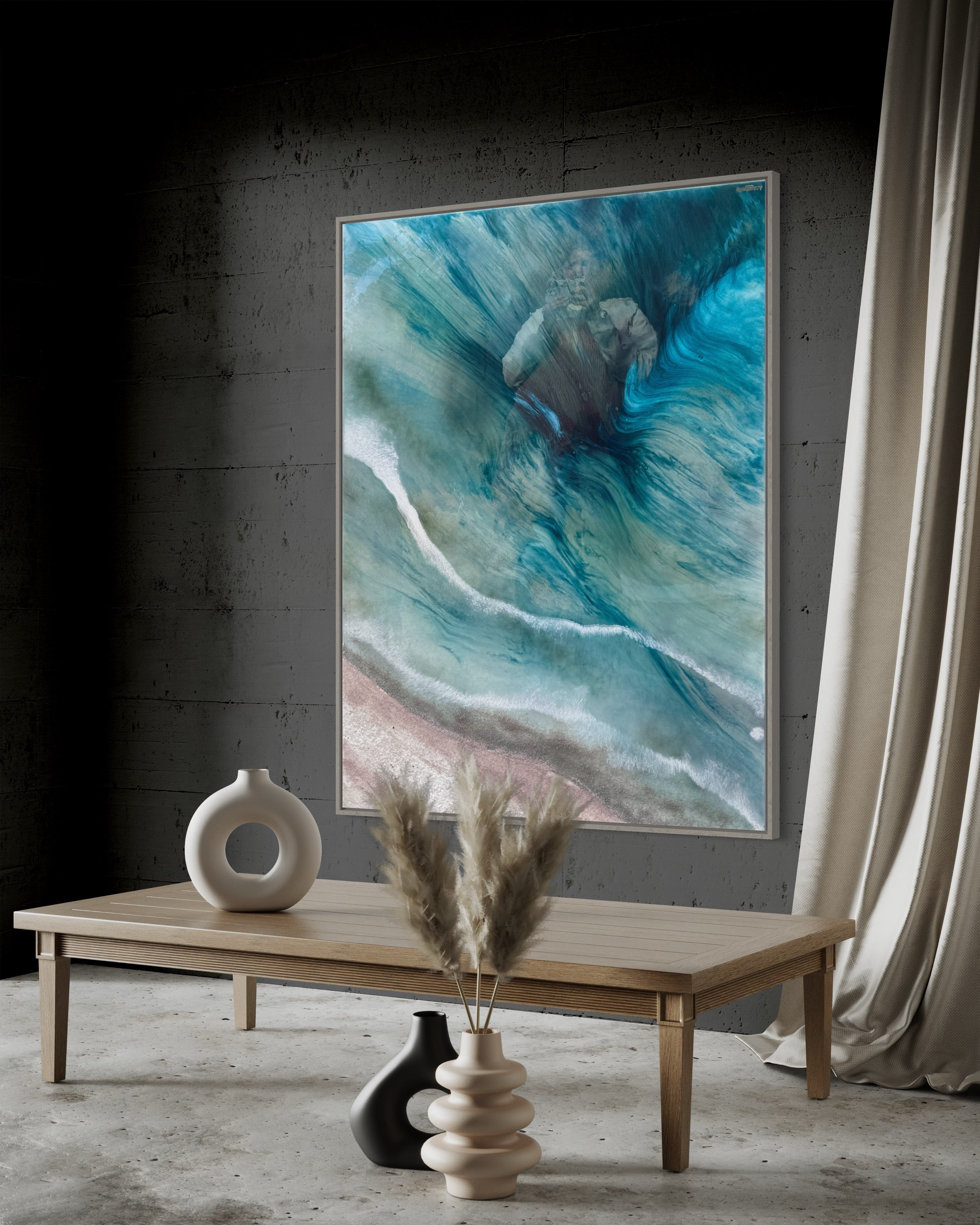 Whitehaven 2   120x90cm    Sand, Liquid Glass, Acrylic