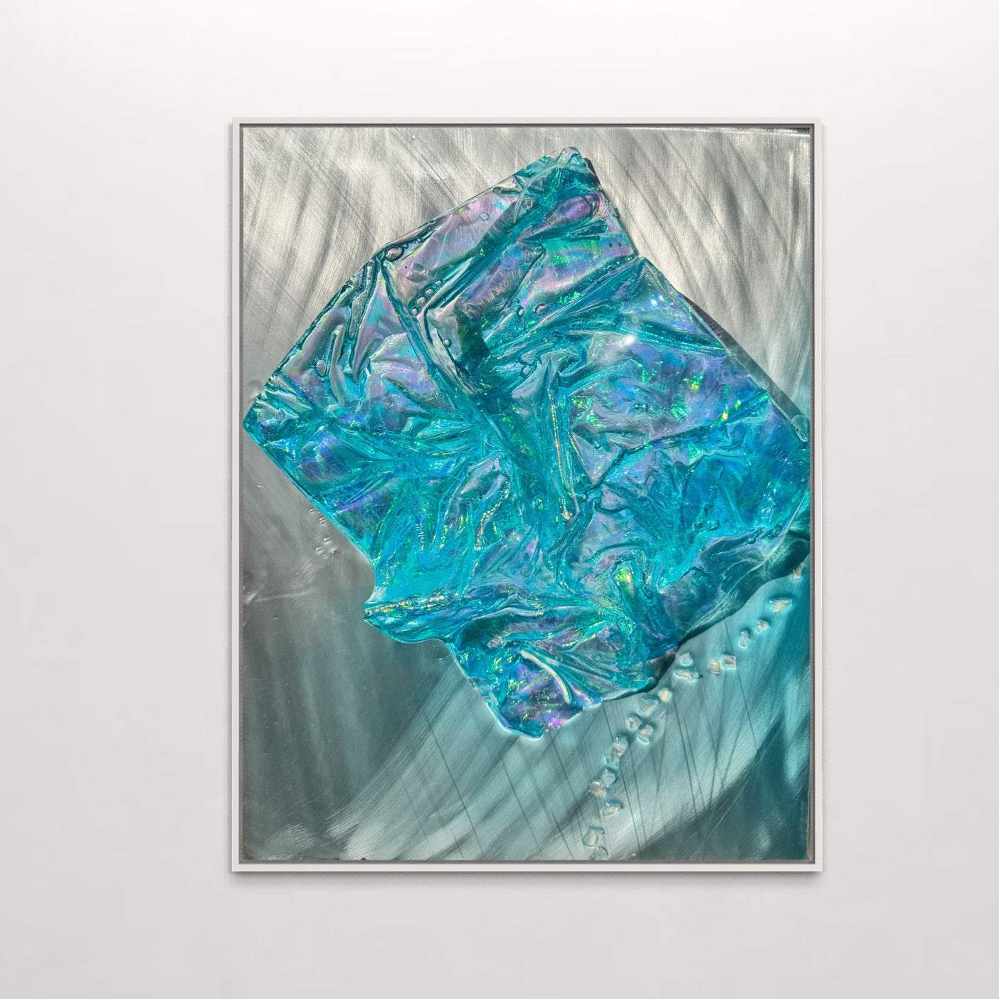 Whitsundays Blues 2  Sculptural Piece on Aluminium, Framed 35x46cm