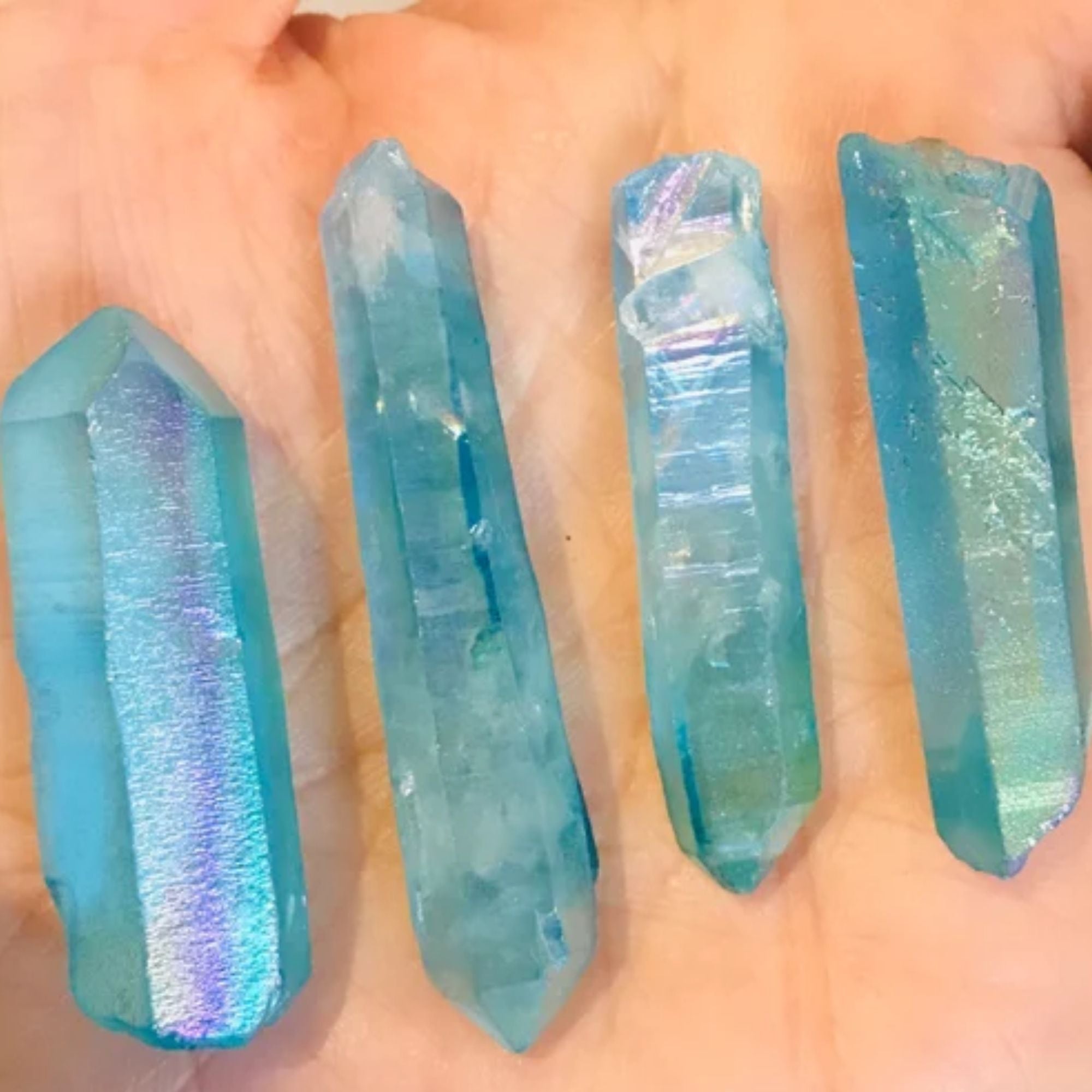 Blue Crystal Geode with Aqua aura quartz