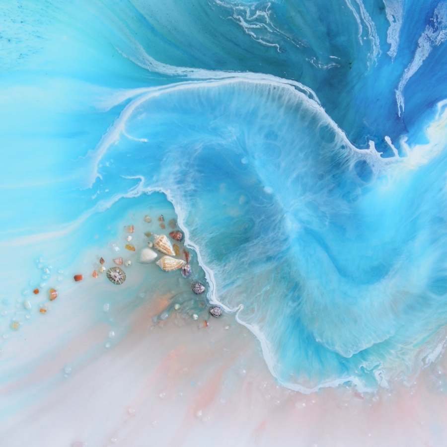 Round Abstract Sea. pastel blue. Coogee Vibe 4. Art. Antuanelle 3 Artwork. ACRYLIC PLEXIGLASS ROUND