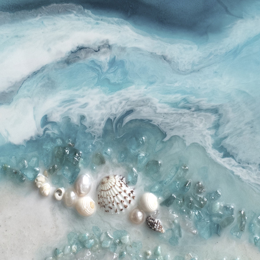 Abstract Ocean. Aqua & Grey.Whitsunday Neutral 2. Art Print.Antuanelle 3 Whitsundays Seascape. Limited Edition Print