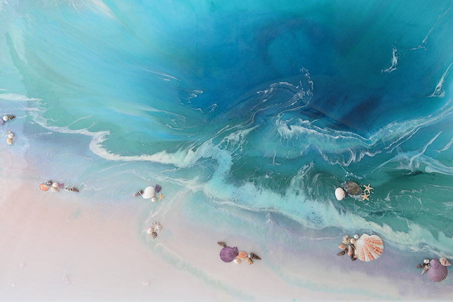 Abstract Seascape. Bright Teal. Bounty Dream. Art Print. Antuanelle 5 Dream Ocean Beach Wall. Limited Edition Print