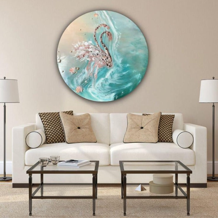 Customizable Artwork. Tropical Abstract. Flamingos in Love. Antuanelle 2 Abstract birds. Original COMMISSION - Custom Artwork
