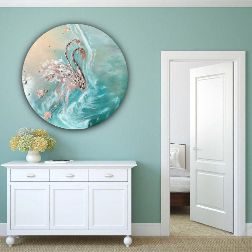 Customizable Artwork. Tropical Abstract. Flamingos in Love. Antuanelle 3 Abstract birds. Original COMMISSION - Custom Artwork