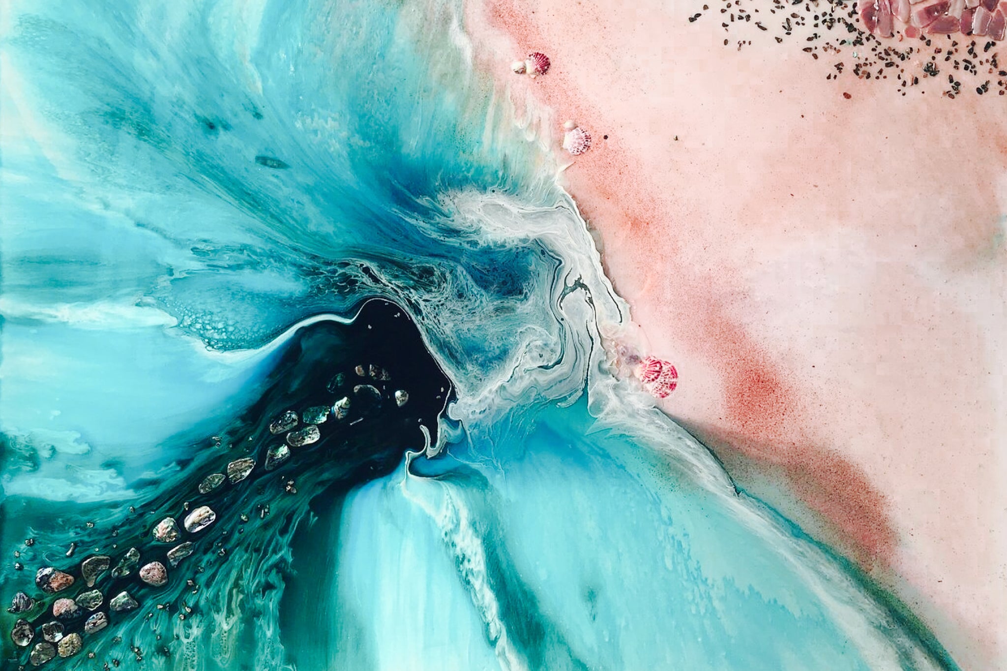 Abstract Ocean. Rise Above 4 Blush Pink Beach. Art Print. Antuanelle 3 Ocean Artwork. Limited Edition Print