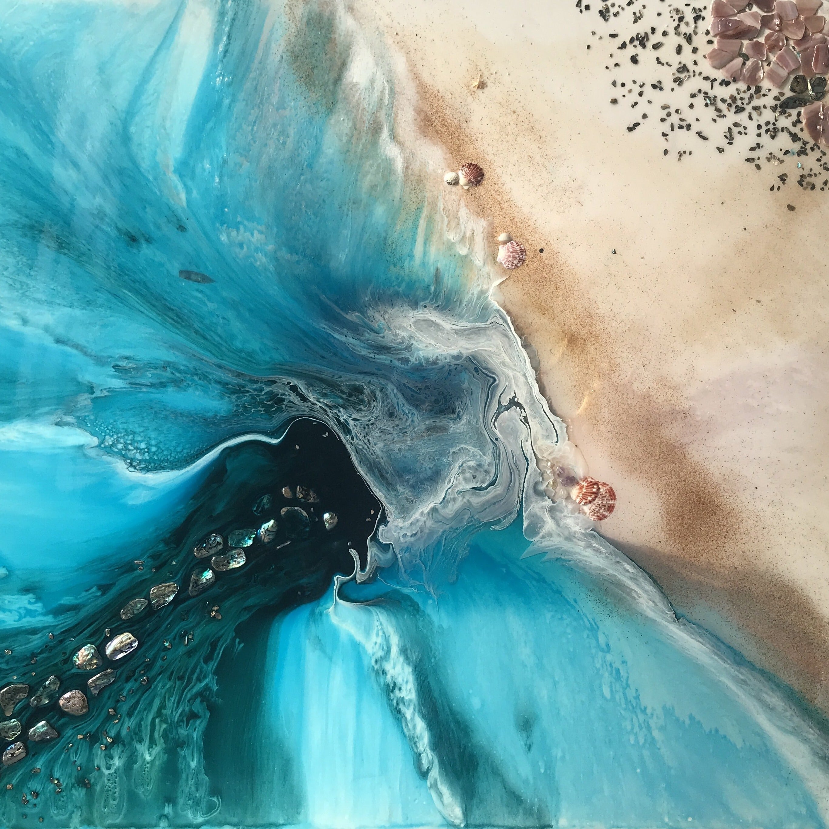 Abstract shoreline. Original Artwork. Seascape Rise Above. Antuanelle 2 Beach. Artwork
