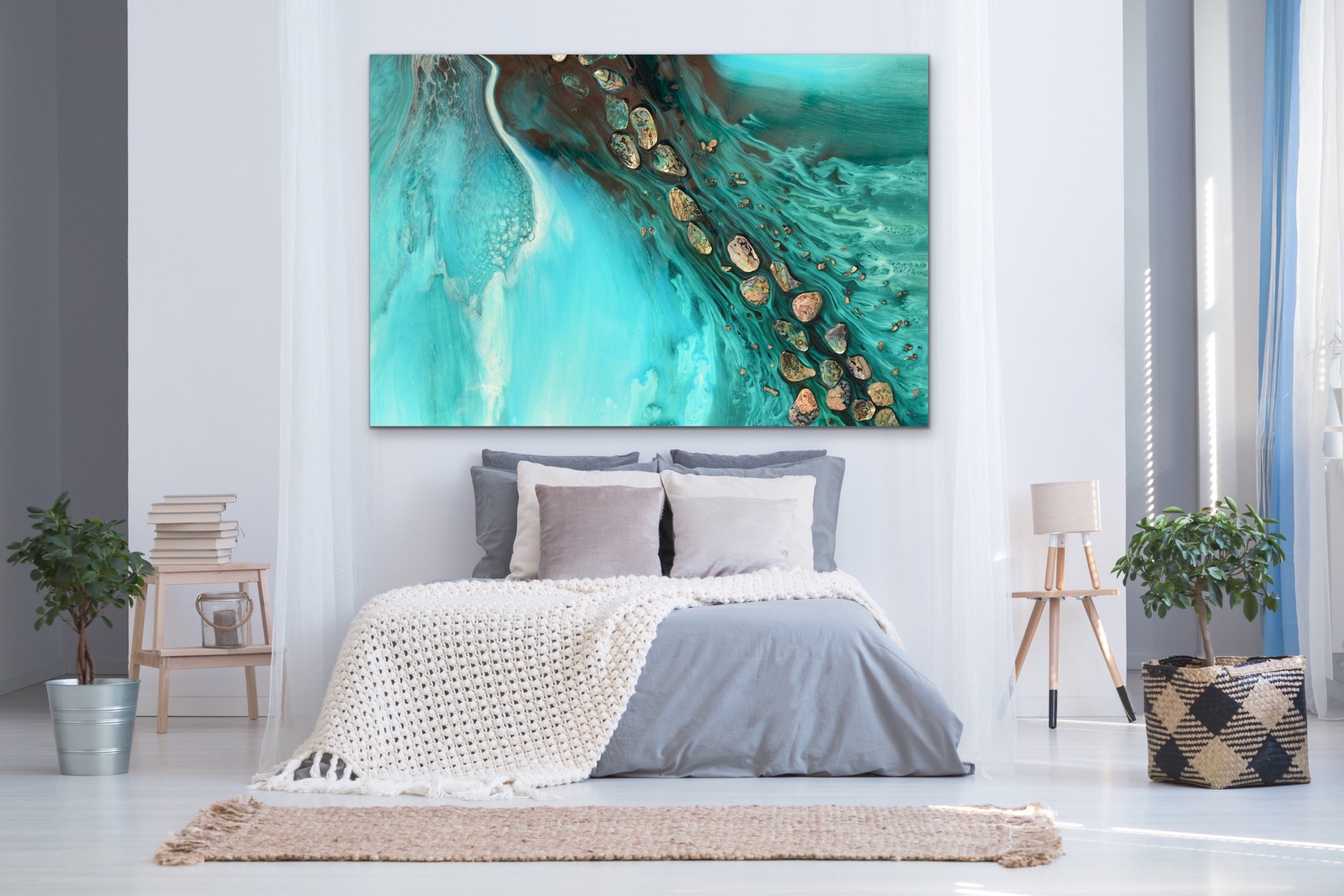 Abstract Ocean. Teal & Aqua. Rise Above Tide 3. Art Print. Antuanelle 4 Artwork. Limited Edition Print