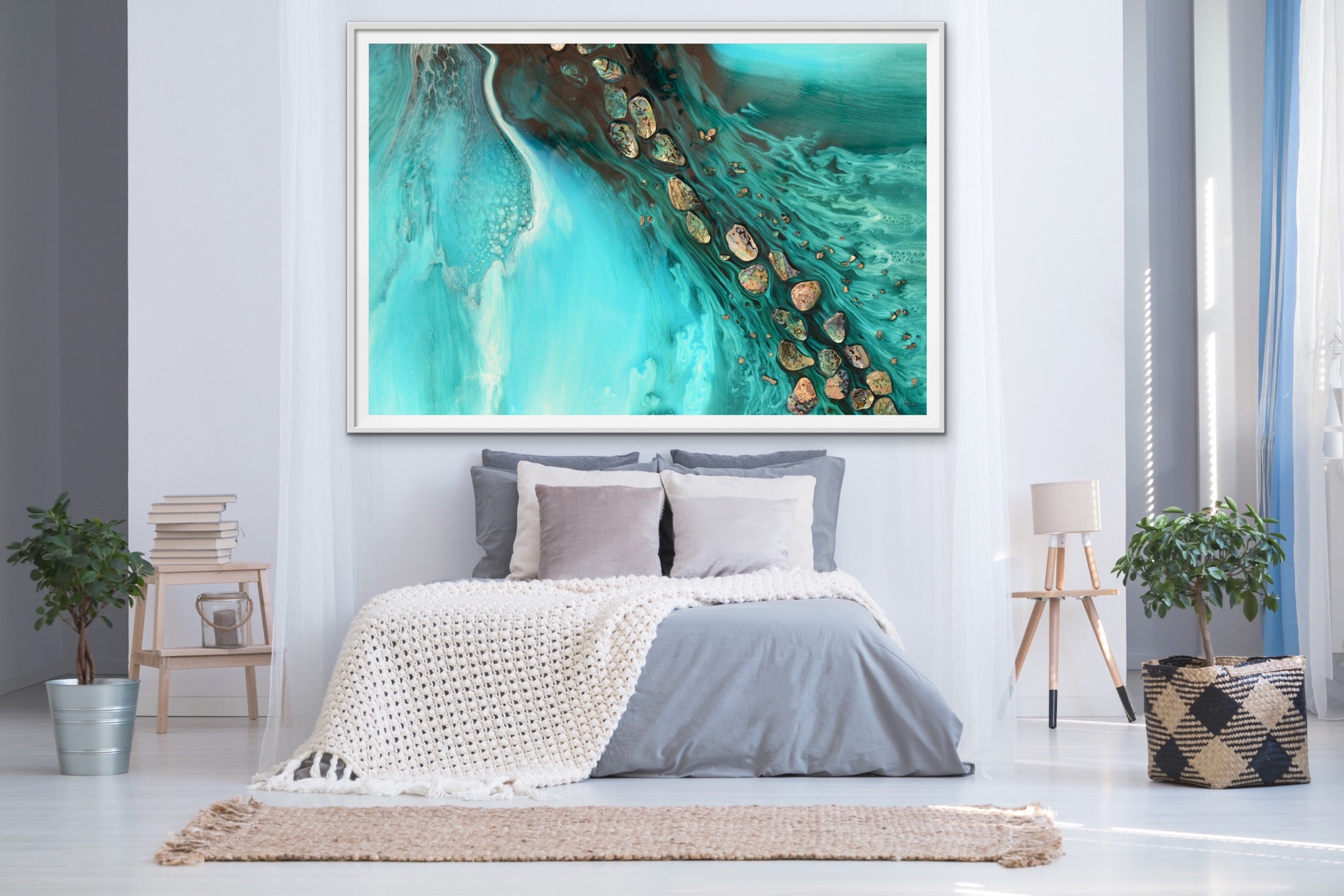 Abstract Ocean. Teal & Aqua. Rise Above Tide 3. Art Print. Antuanelle Artwork. Limited Edition Print