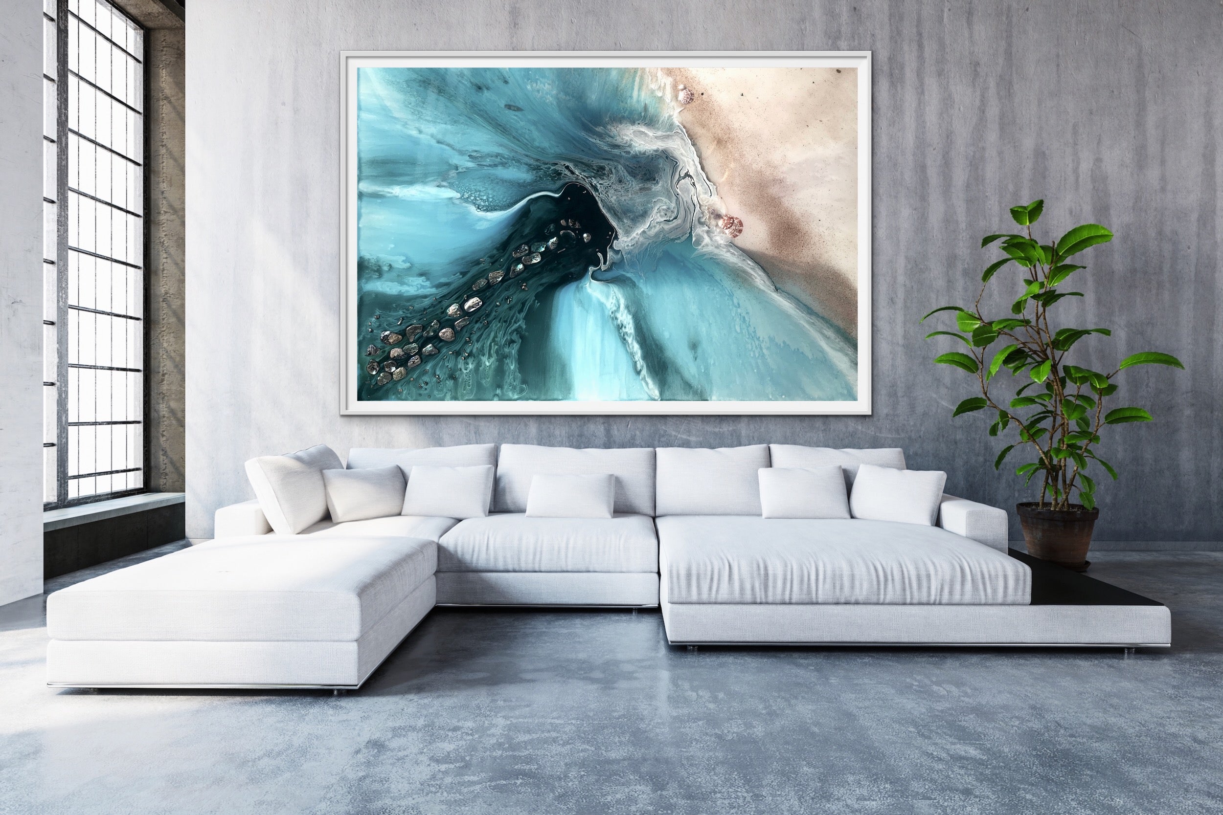 Abstract Sea. Muted Teal. Rise Above 4 Neutral. Art print. Antuanelle 5 Ocean Seascape. Limited Edition Print