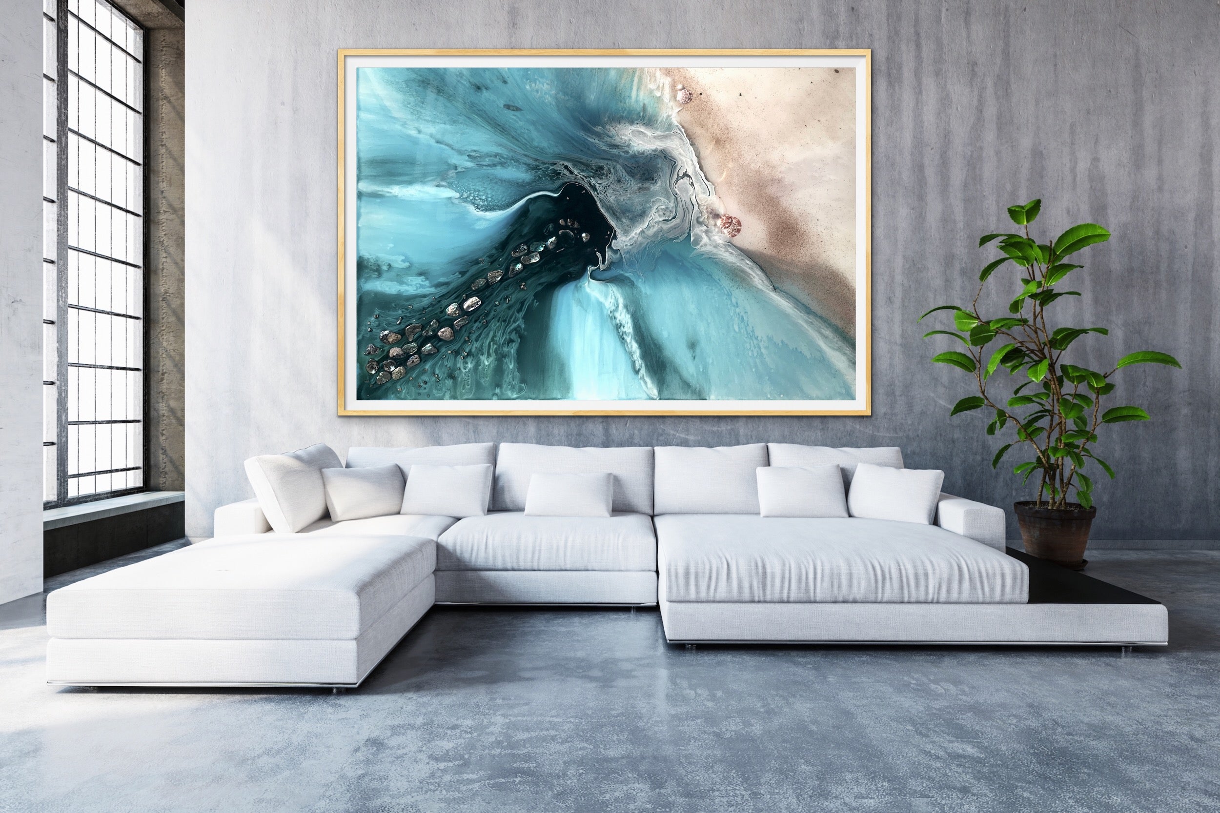 Abstract Sea. Muted Teal. Rise Above 4 Neutral. Art print. Antuanelle Ocean Seascape. Limited Edition Print