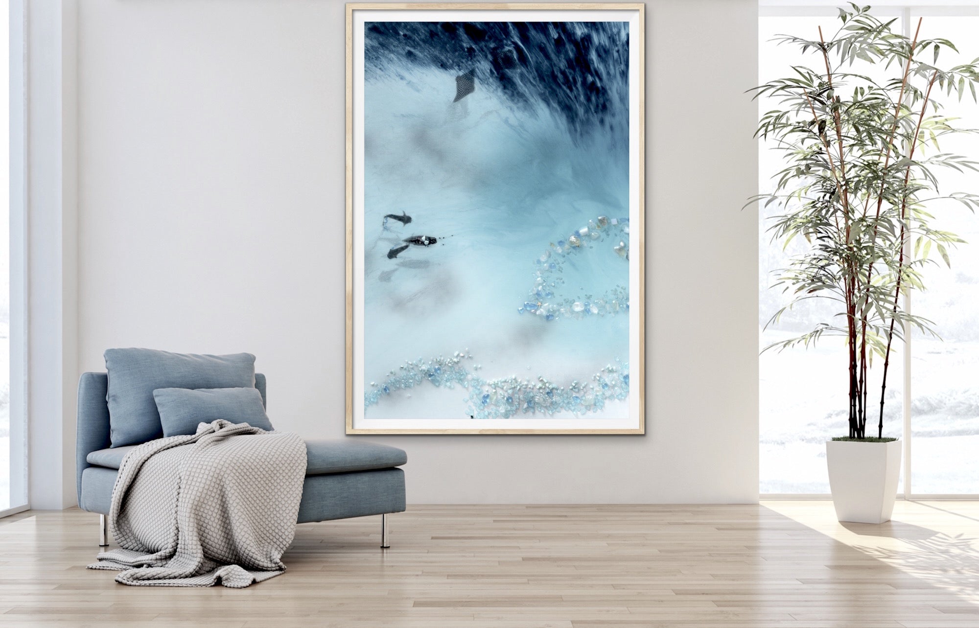Abstract Reef Artwork. Grey & blue. Blue Lagoon. Art Print. Antuanelle 2 Lagoon Limited Edition Print