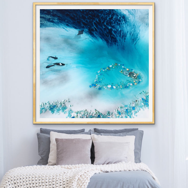 Abstract Seascape. Aqua and Teal. Blue Lagoon. Art Print. Antuanelle 1 Lagoon Tropical Reef Artwork. Limited Edition Print