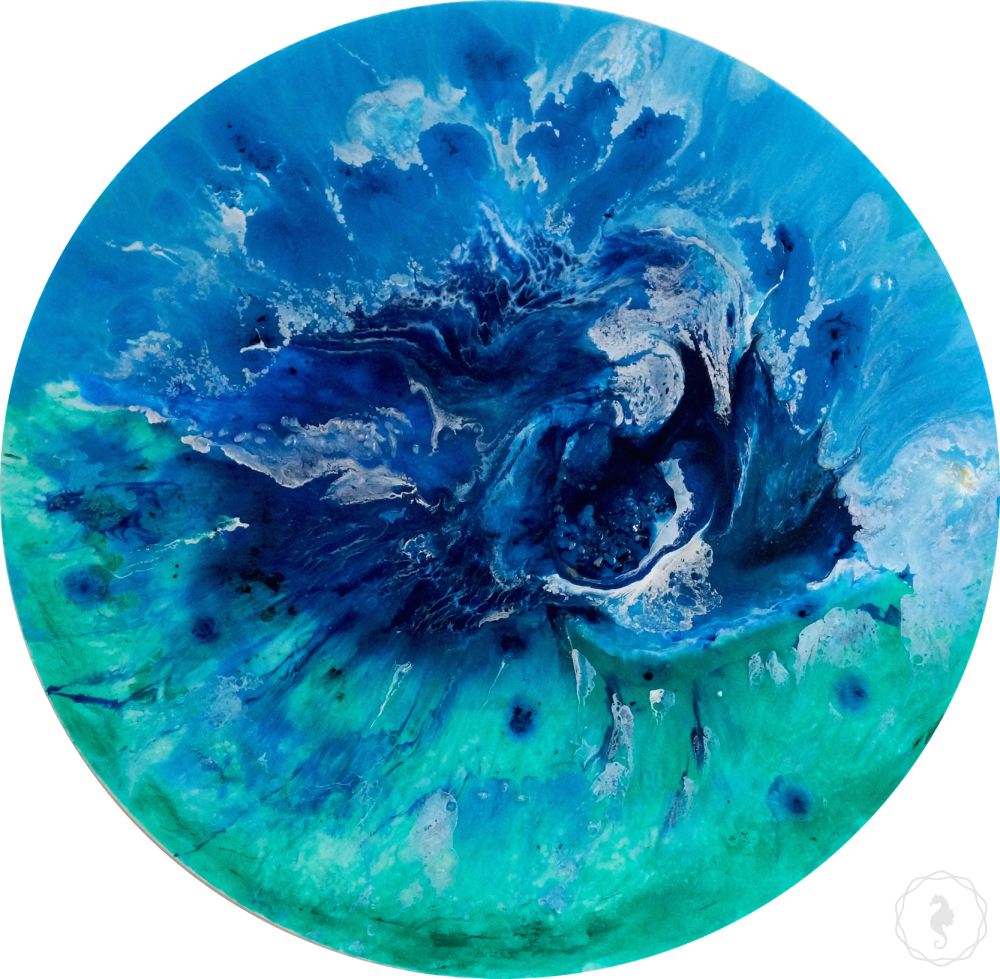Abstract Round Ocean. Blue Green. Bondi Surf. Artwork. Antuanelle 2 Surf Perspex Print