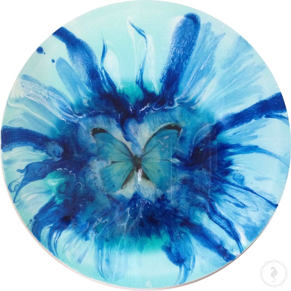Round Abstract Ocean. Dreaming Butterfly. Art Print. Antuanelle 1 ACRYLIC PLEXIGLASS ROUND