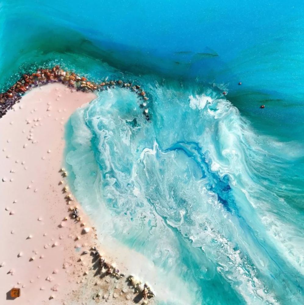 Abstract Seascape. Teal Blue Beach. Durdle Door. Art Print. Antuanelle 2 Door Ocean. Limited Edition Print