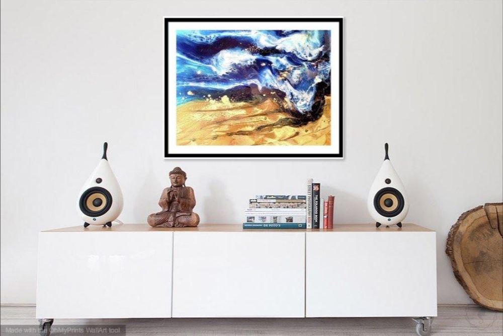 Abstract Seascape. Blue & Beige. Mosman wave. Art Print. Antuanelle 5 Wave. Limited Edition Print