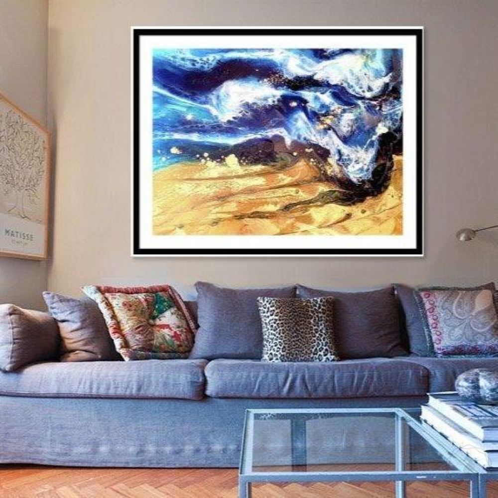 Abstract Seascape. Blue & Beige. Mosman wave. Art Print. Antuanelle 1 Wave. Limited Edition Print