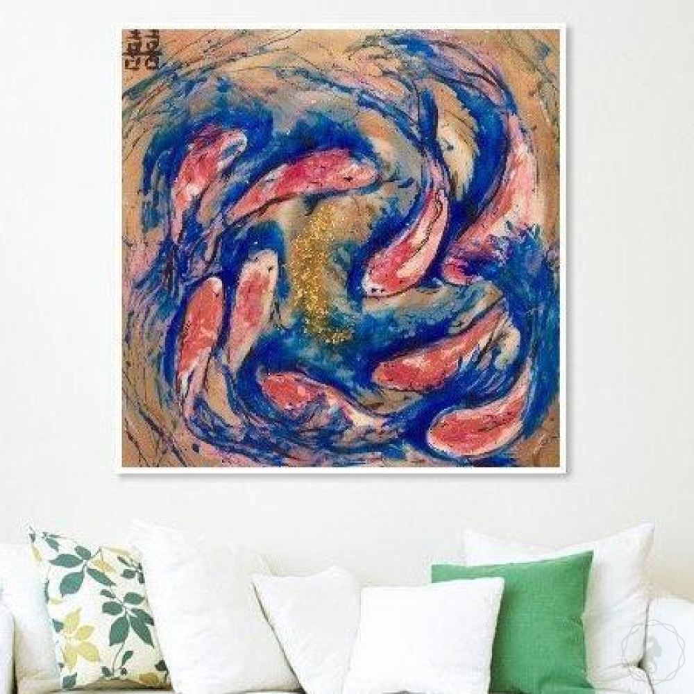 Abstract Seascape. Double Luck Koi Fish. Art Print. Antuanelle 1 Fish Limited Edition Print