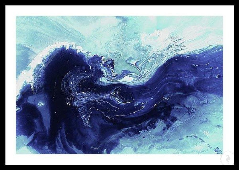 Abstract Seascape. Navy & sky Blue. Bondi Swell. Art Print. Antuanelle 5 Ocean. Limited Edition Print