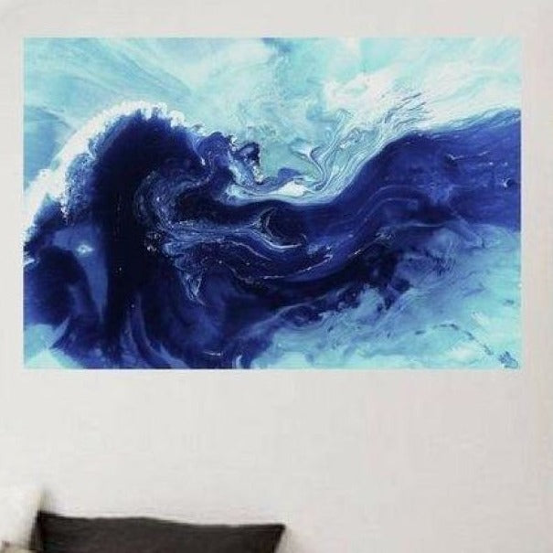 Abstract Seascape. Navy & sky Blue. Bondi Swell. Art Print. Antuanelle 1 Ocean. Limited Edition Print