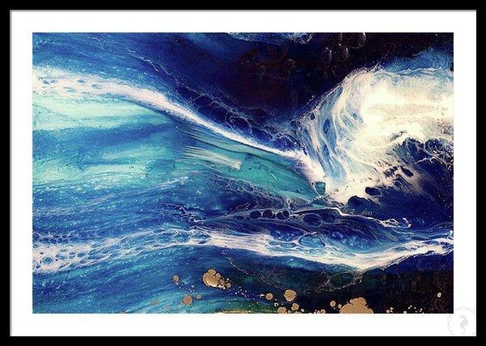 Abstract Navy Seascape. Blue Deep Pandora. Art print. Antuanelle 4 Pandora Ocean. Limited Edition Print