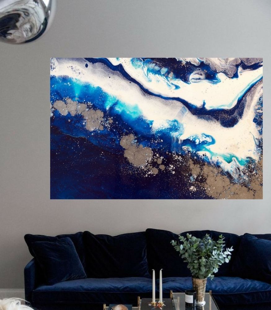 Abstract Oceanscape. Dark Blues. Ice Flow Navy. Art Print. Antuanelle 2 Seascape. Limited Edition Print