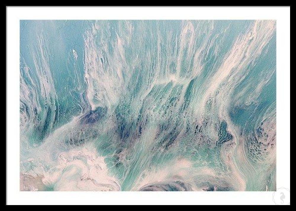 Pastel Seascape. Grey & Teal. Neutral Seafoam. Art Print. Antuanelle 5 Seafoam Abstract Limited Edition Print