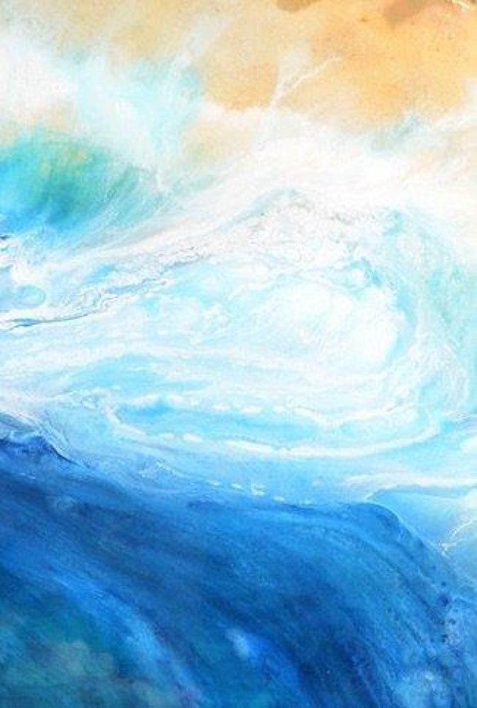 Abstract Coastal. Beige & blue. Laguna Depth. Art Print. Antuanelle 5 Depth Seascape. Round Perspex Print