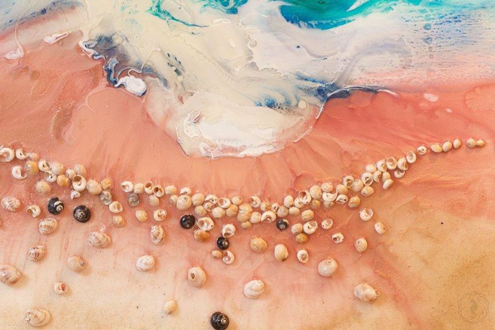 Abstract Sea. Blush Pinks. Venus Pink Seashells. Art Print. Antuanelle 4 Seascape. Limited Edition Print