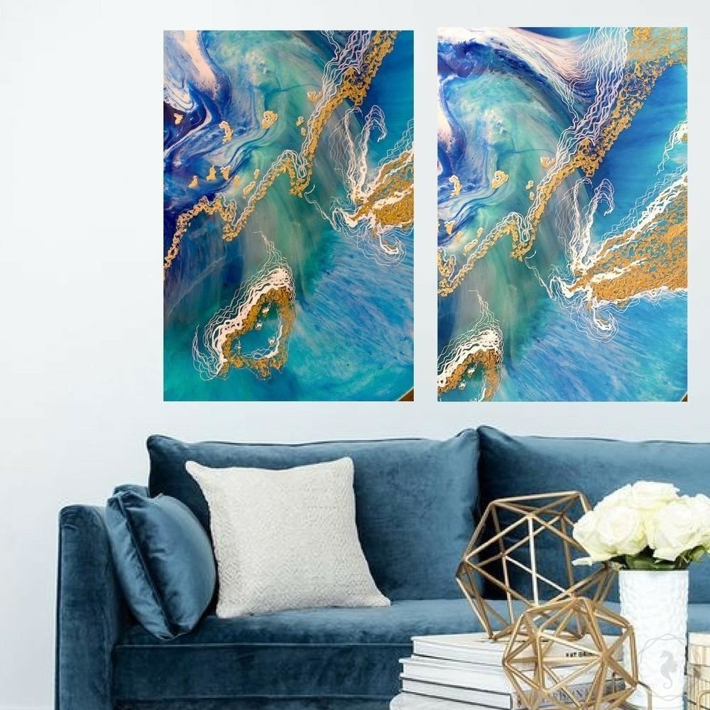Abstract Seascape. Heart Reef set of 2 prints. Art Print Antuanelle 1 prints Ocean. Limited Edition Prints Set