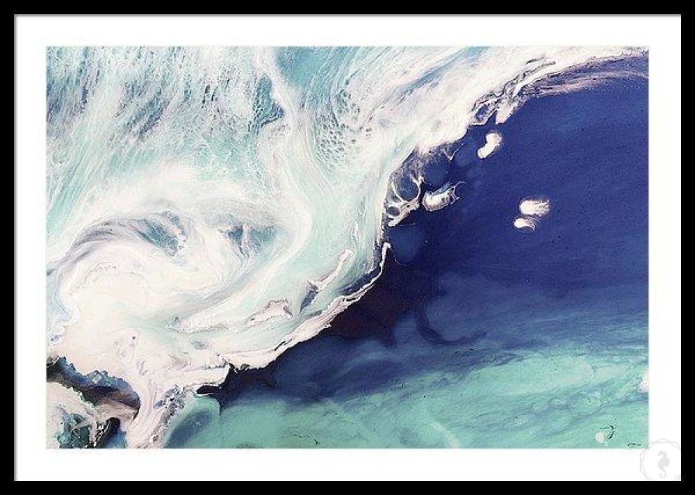 Abstract Shoreline. Deep Navy. Sea Foam. Art Print. Antuanelle 4 Seascape. Limited Edition Print