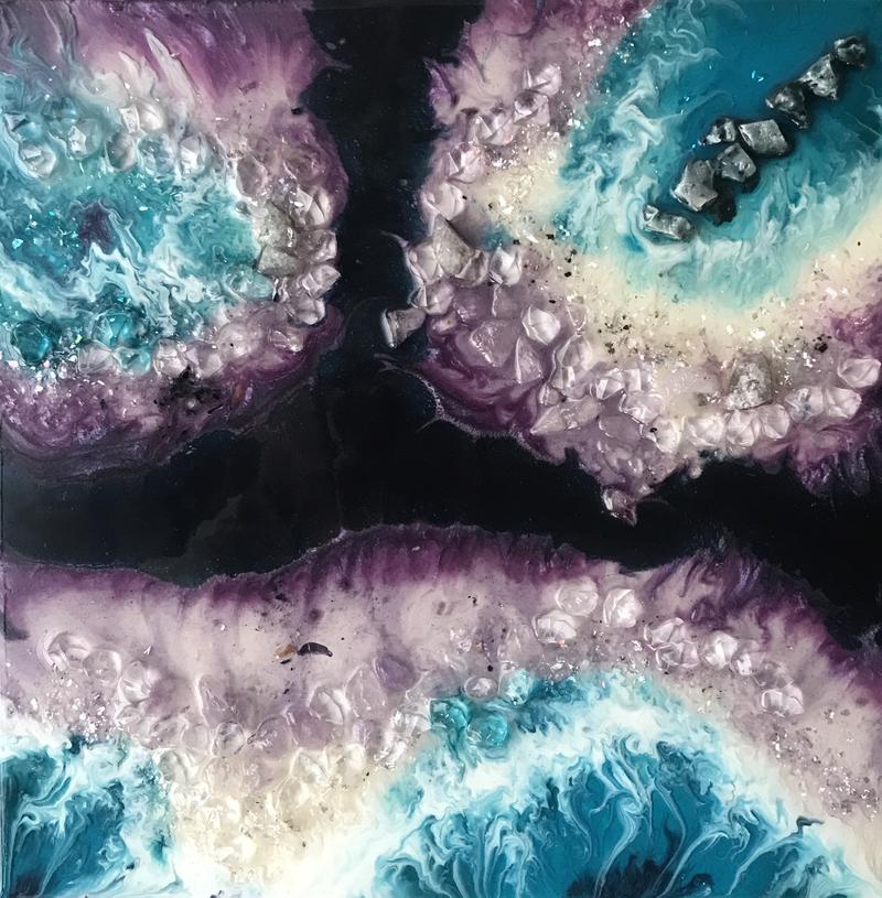 1 Blue and Purple Amethyst Geode. Abstract Artwork. COMMISSION. Custom Artwork