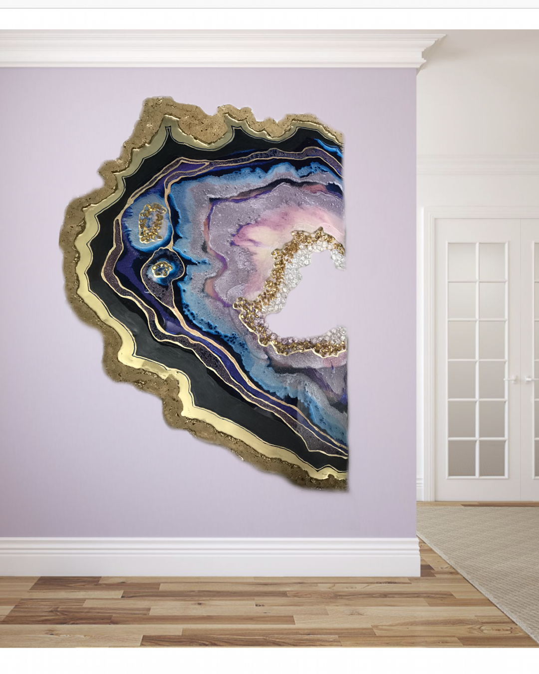 5 Purple and Gold Geode. Crystal Agate. Original Artwork. 120x88cm