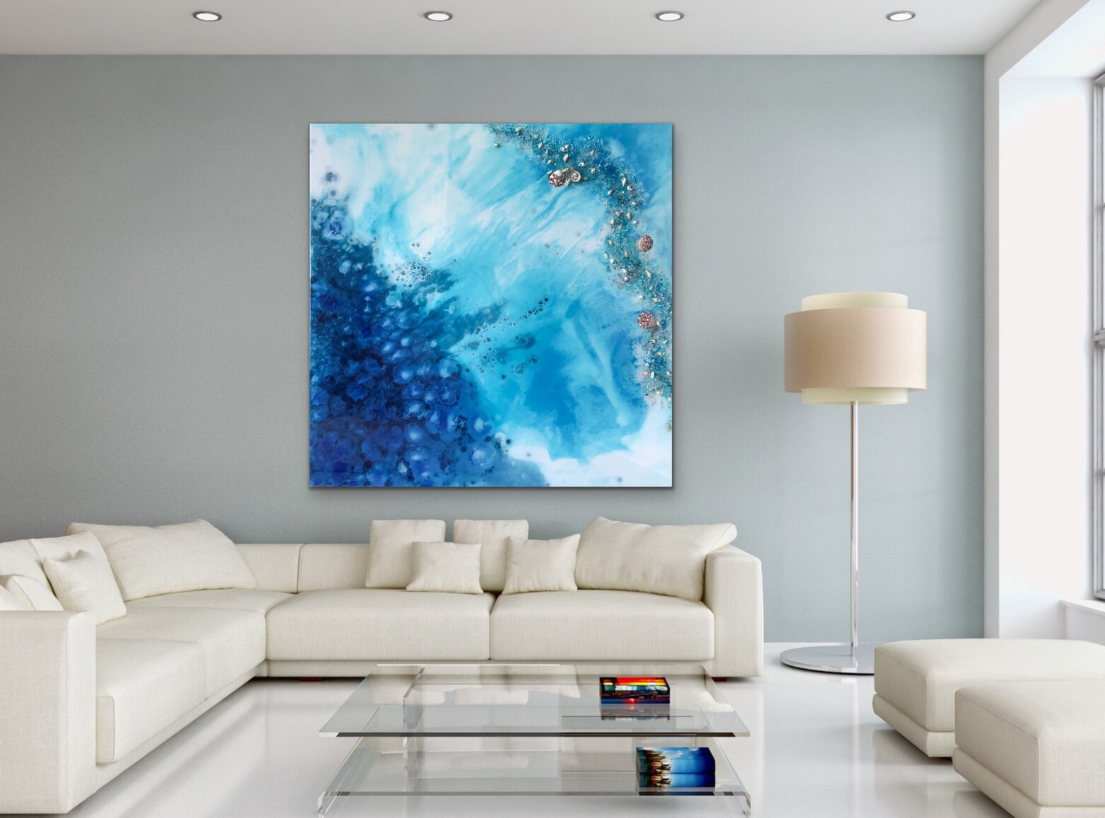 Ocean Resin Art - Abstract Seascape - Teal Blue Wave Beach - Print - Durdle Door. AZURE PORTALS. Original Artwork - Antuanelle - 4 Reef. 