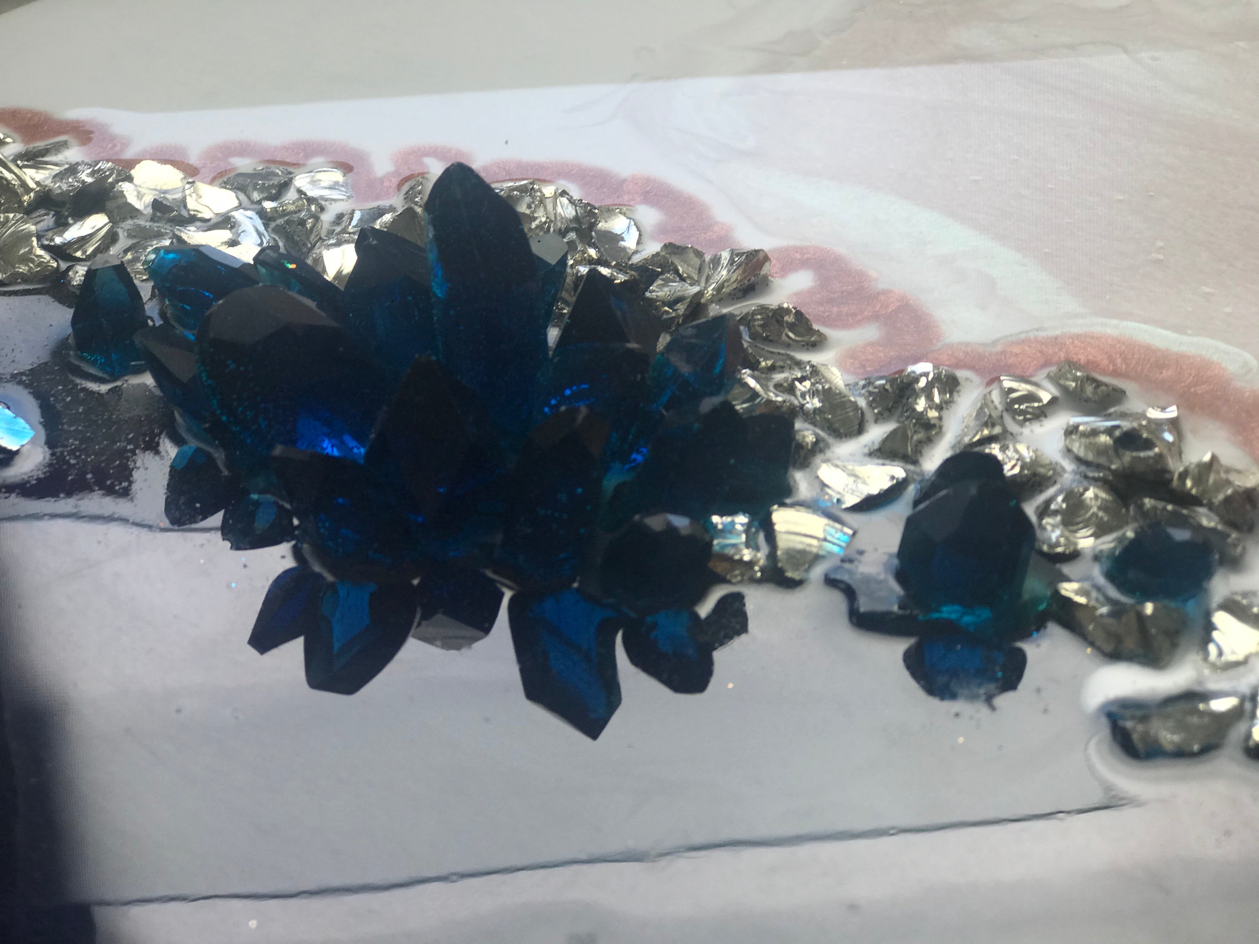Teal and Purple Crystal. Original Artwork. Antuanelle 4 Crystal Cluster. Sculpture. COMMISSION - Custom