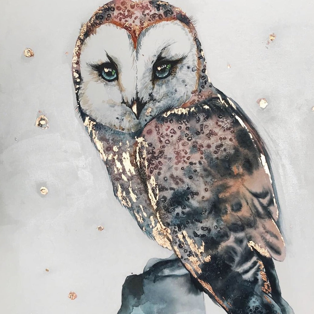 Ocean Seascape Art Print - COMMISSION Rectangular 1 OWL Original Artwork - CUSTOM Owl artwork.