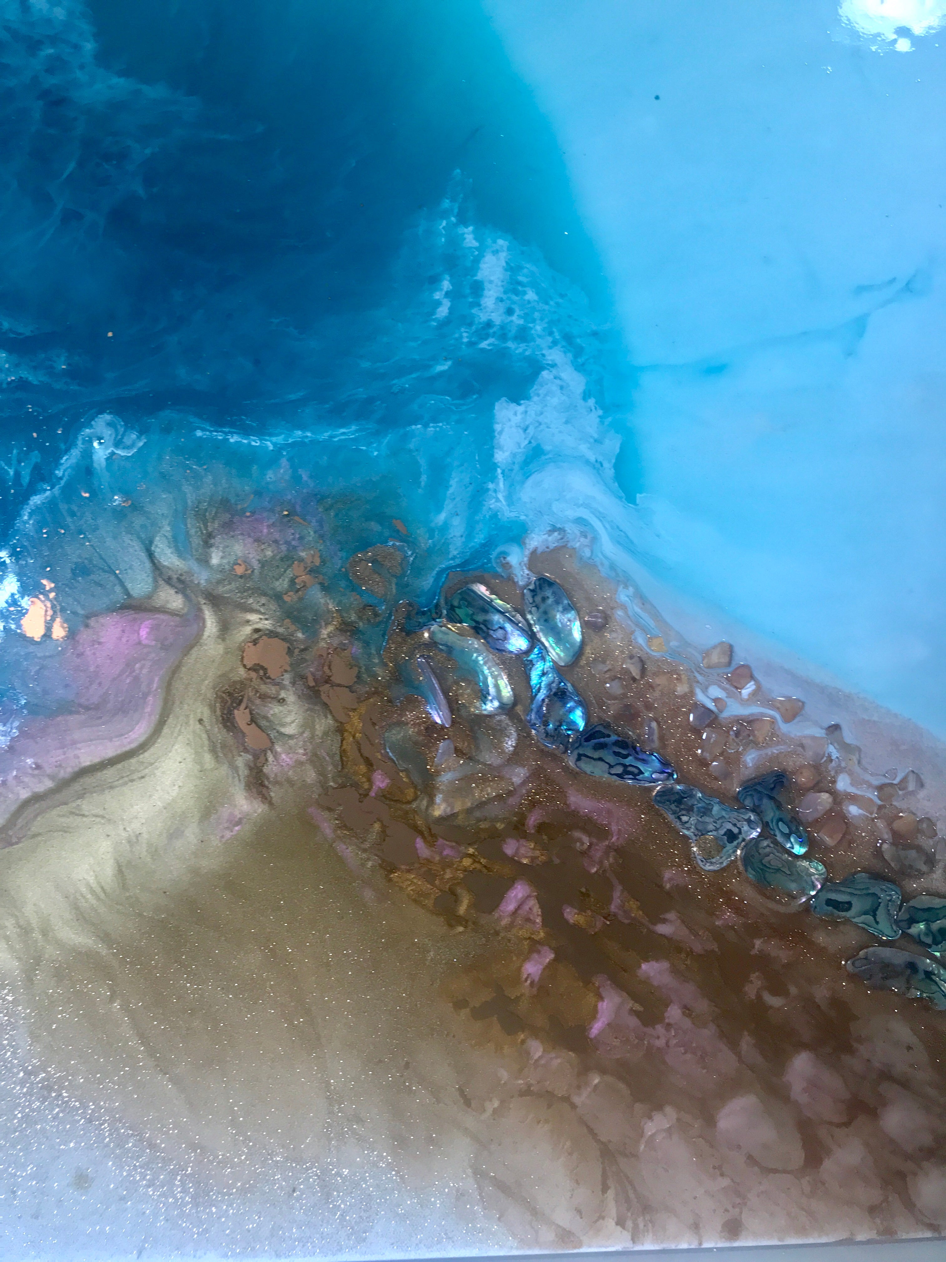 Teal Abstract Artwork. Ocean Blue. Aqua Bliss. Antuanelle 6 Abstract. Original 100x100cm