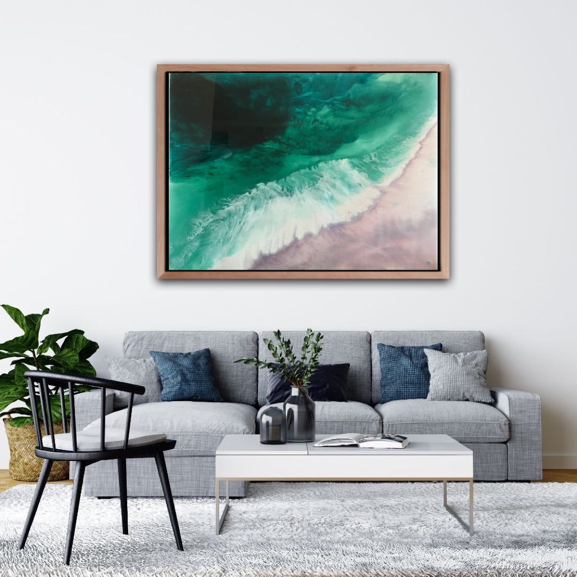 Teal Abstract Artwork. Ocean Blue. Bronte Undercurrent. Antuanelle 4 Undercurrent. Green and Pink Abstract. Original 90x120 cm